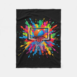 Colorful Sketll Tie Dye Hoop Net Slam Dunk Splash Fleece Blanket