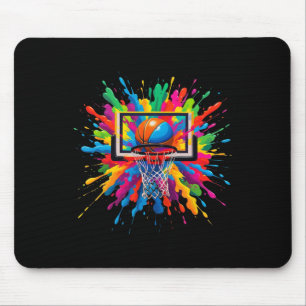 Colorful Sketll Tie Dye Hoop Net Slam Dunk Splash  Mouse Pad