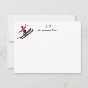 Colorful Skiing personalized flat Thank You Card