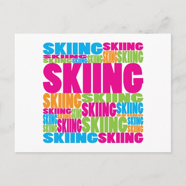 Colorful Skiing Postcard (Front)
