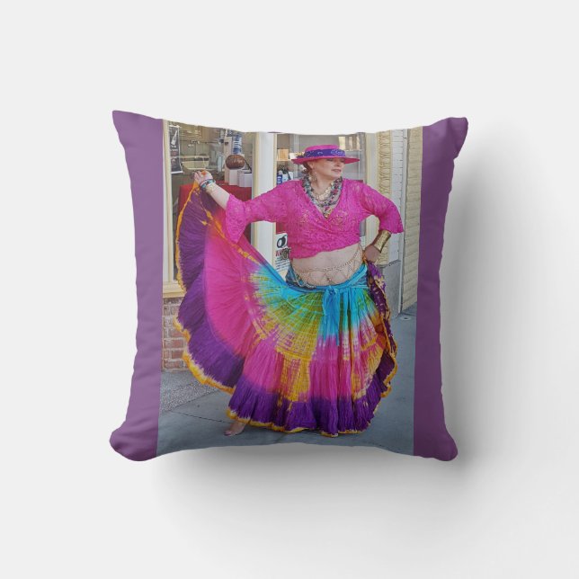 Colorful Skirt Dancer Throw Pillow (Front)