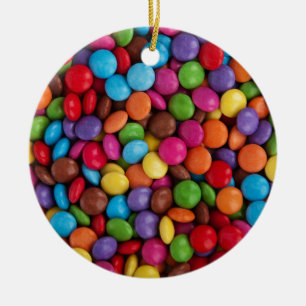 Colorful skittles candy ceramic ornament