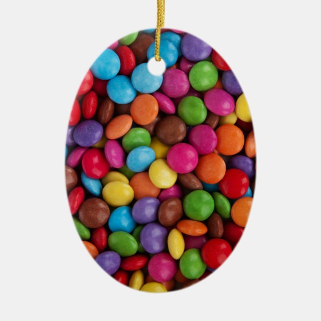 Colorful skittles candy ceramic ornament (Front)