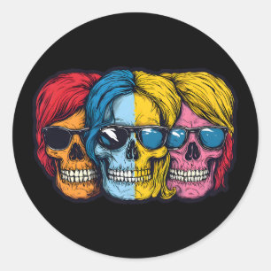 Colorful Skull Art for Ravers & Festival Lovers Classic Round Sticker