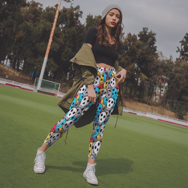 Colorful Skull Capri Leggings (Creator Uploaded)