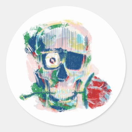 Colorful skull classic round sticker