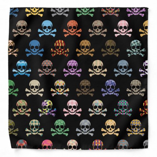 Colorful Skull  Crossbones Bandana