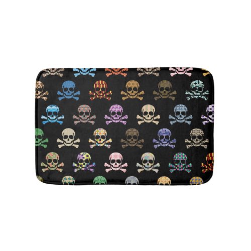 Colorful Skull  Crossbones Bathroom Mat