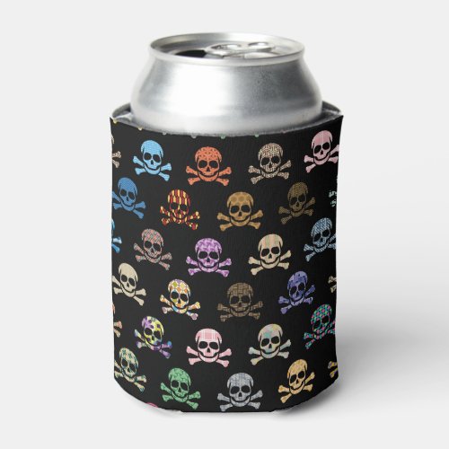 Colorful Skull  Crossbones Can Cooler