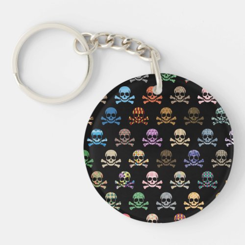 Colorful Skull  Crossbones Keychain