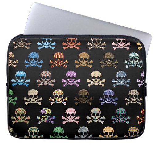 Colorful Skull  Crossbones Laptop Sleeve