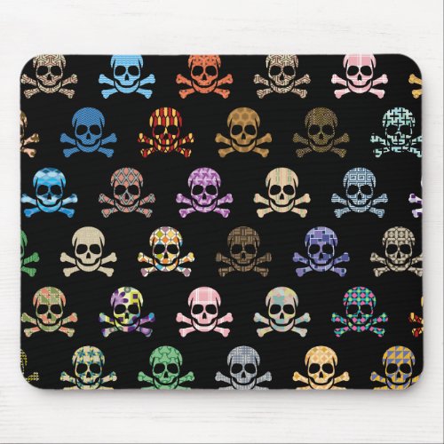 Colorful Skull  Crossbones Mouse Pad
