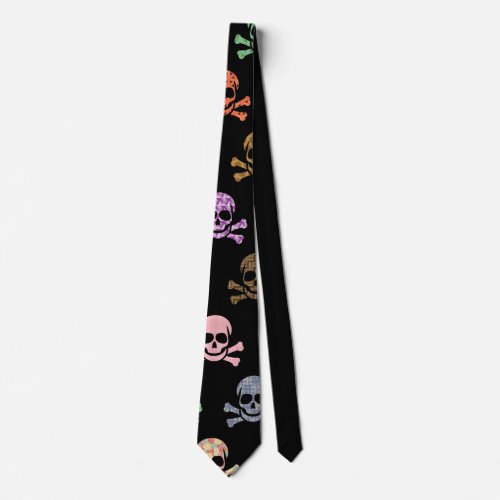 Colorful Skull  Crossbones Neck Tie