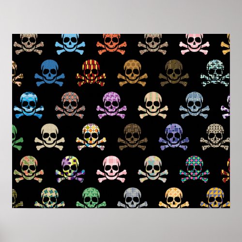 Colorful Skull  Crossbones Poster