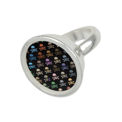 Colorful Skull  Crossbones Ring