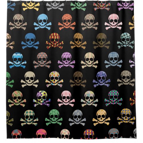Colorful Skull  Crossbones Shower Curtain