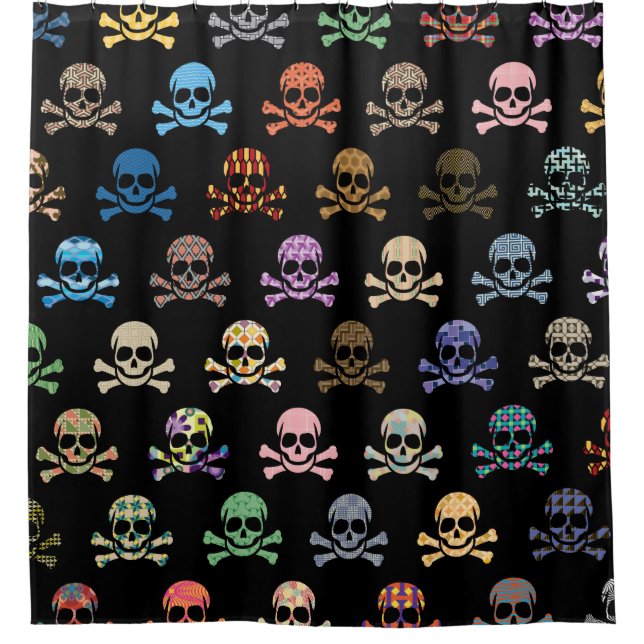 Colorful Skull & Crossbones Shower Curtain (Front)