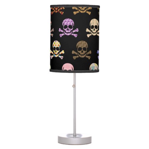 Colorful Skull  Crossbones Table Lamp