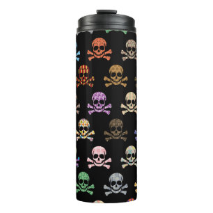 Colorful Skull & Crossbones Thermal Tumbler