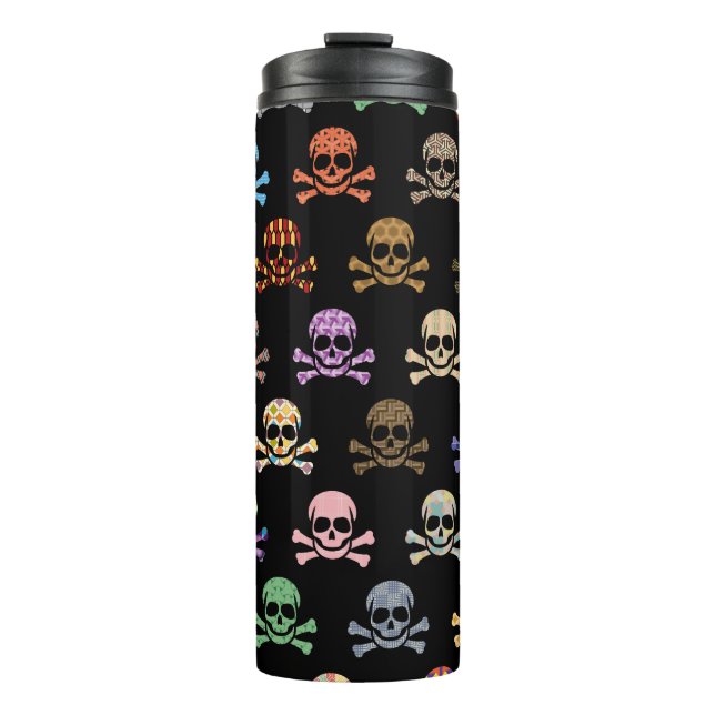 Colorful Skull & Crossbones Thermal Tumbler (Front)