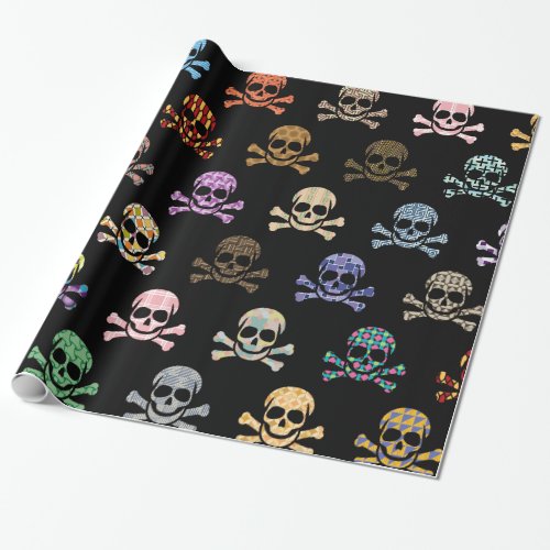 Colorful Skull  Crossbones Wrapping Paper