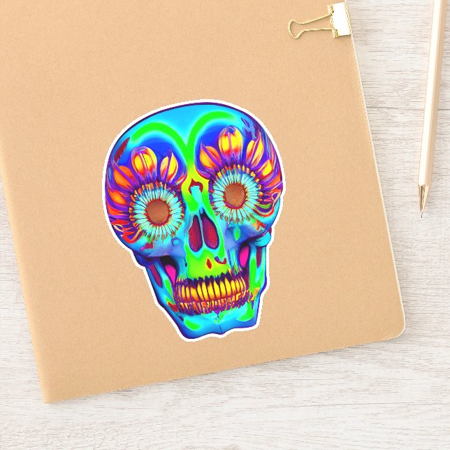 Colorful skull design sticker (Notebook)