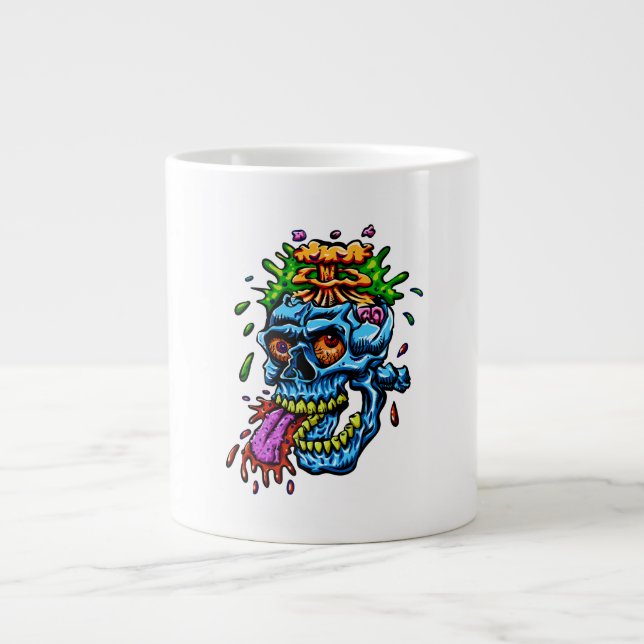 Colorful Skull Explosion Giant Coffee Mug (Front)