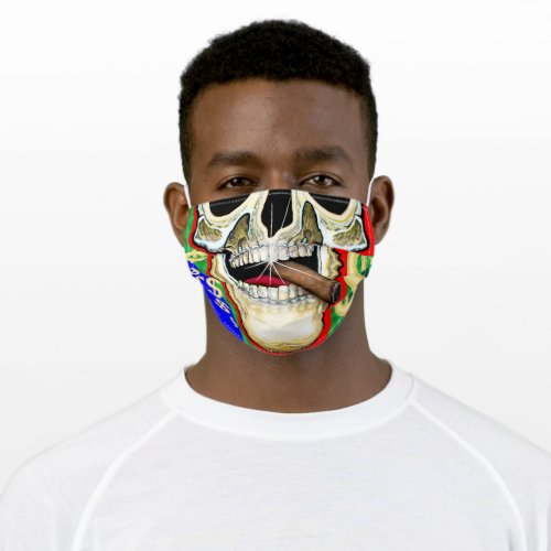 Colorful Skull Face Cigar Dollar Signs Pop Art Adult Cloth Face Mask