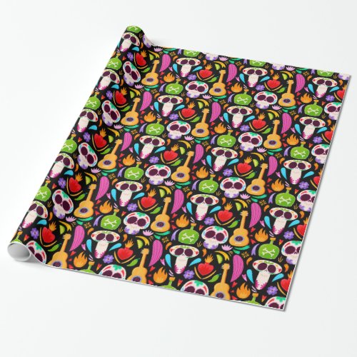 Colorful Skull Halloween Wrapping Paper