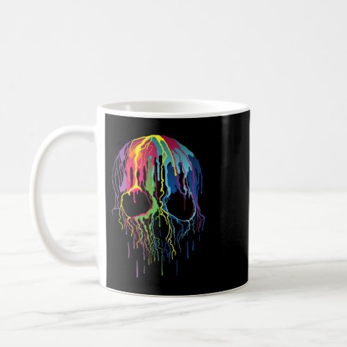 colorful skull head art face splash skeleton coffee mug
