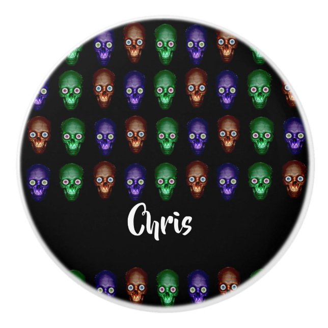 Colorful skull heads ceramic knob (Front)