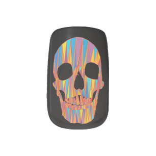 Colorful Skull Minx Nail Art