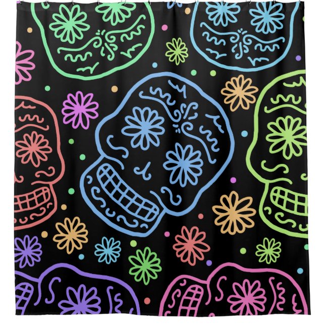 Colorful Skull Pattern Shower Curtain (Front)