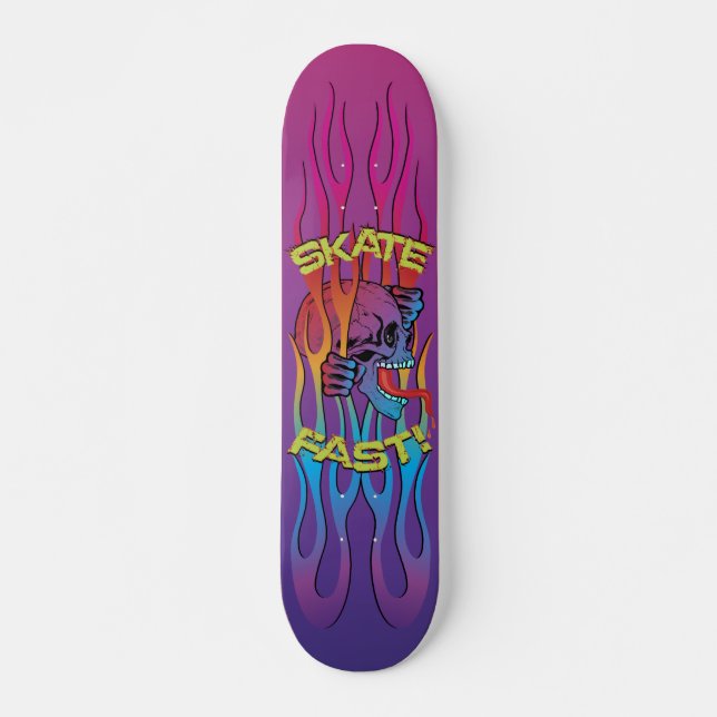 Colorful Skull Skate Skateboard Deck (Front)