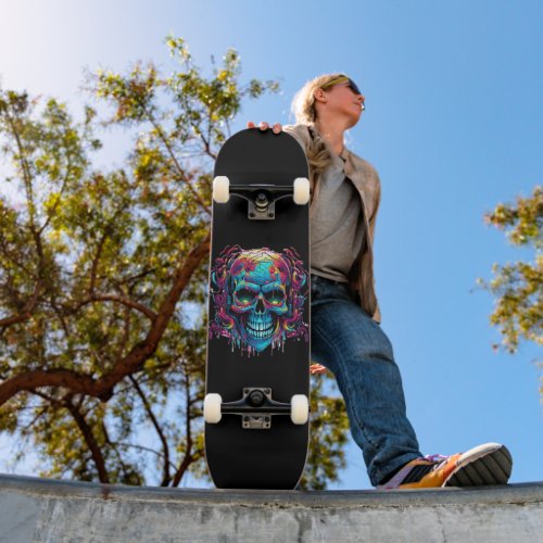 Colorful Skull Skateboard