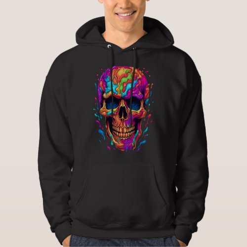 Colorful Skull Skeleton Day Of Dead Sugar Skull Ha Hoodie