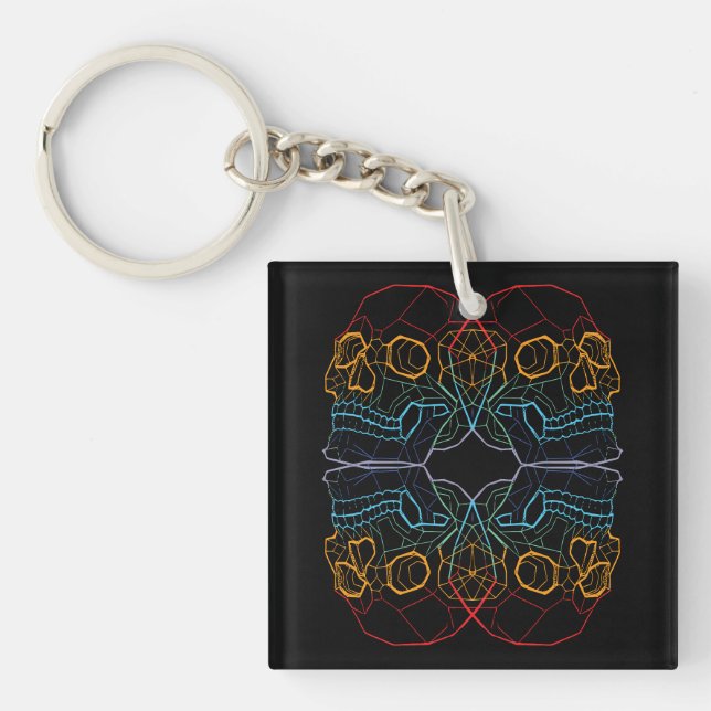 Colorful Skull Sketch Keychain (Front)