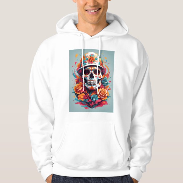 Colorful Skull T-shirt Hoodie (Front)