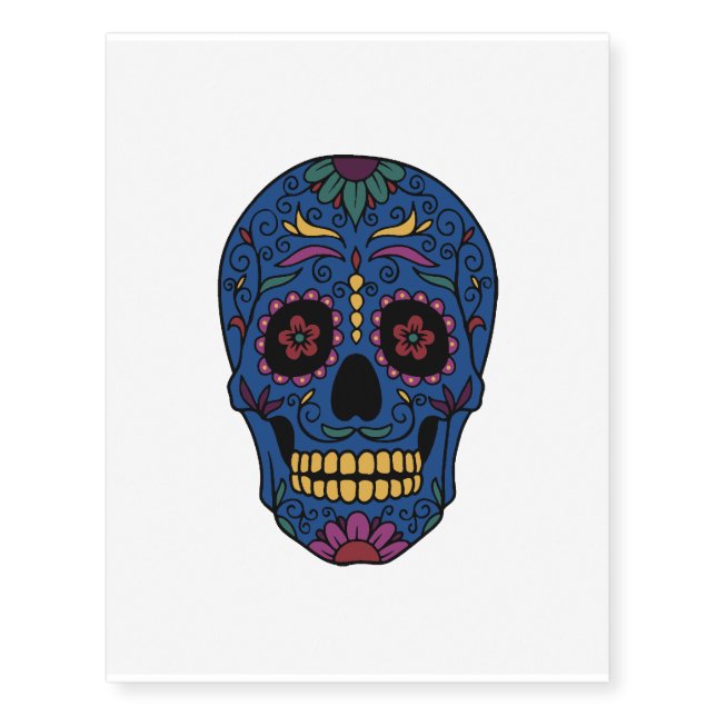 Colorful Skull Temporary Tattoo (Front)