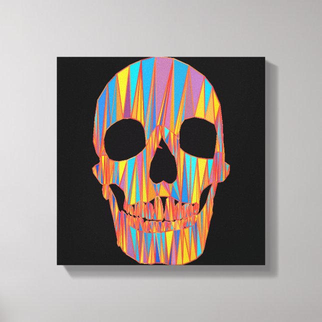 Colorful Skull Wrapped Canvas Print (Front)