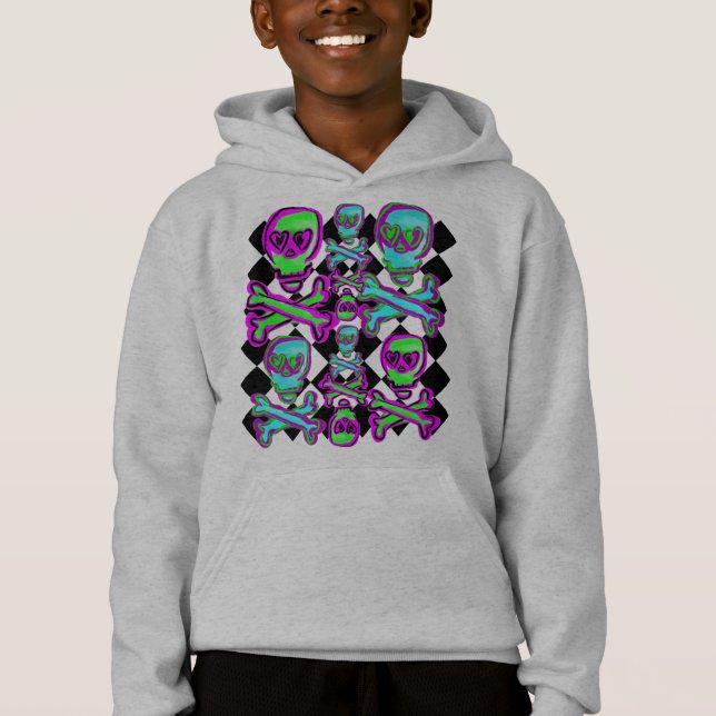Colorful Skulls and Diamond Print adult sweatshirt (Front)