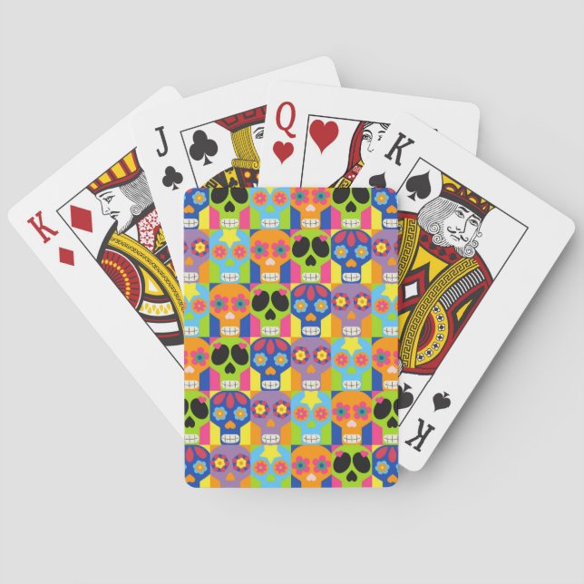 Colorful Skulls Design Poker Cards (Back)