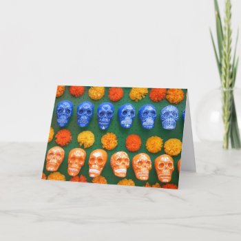 Colorful Skulls Of The Ancestors Holiday Card by Rinchen365flower at Zazzle