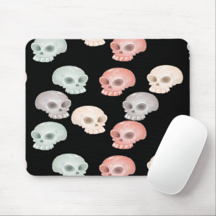 colorful skulls on black mouse pad