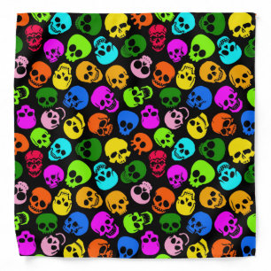 Colorful Skulls pattern in black Bandana