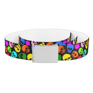 Colorful Skulls pattern in black Belt