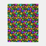 Colorful Skulls pattern in black Fleece Blanket