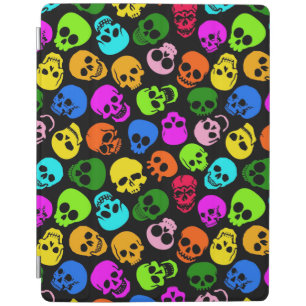 Colorful Skulls pattern in black iPad Smart Cover