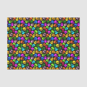 Colorful Skulls pattern in black Tissue Paper