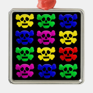 Colorful skulls pattern metal ornament